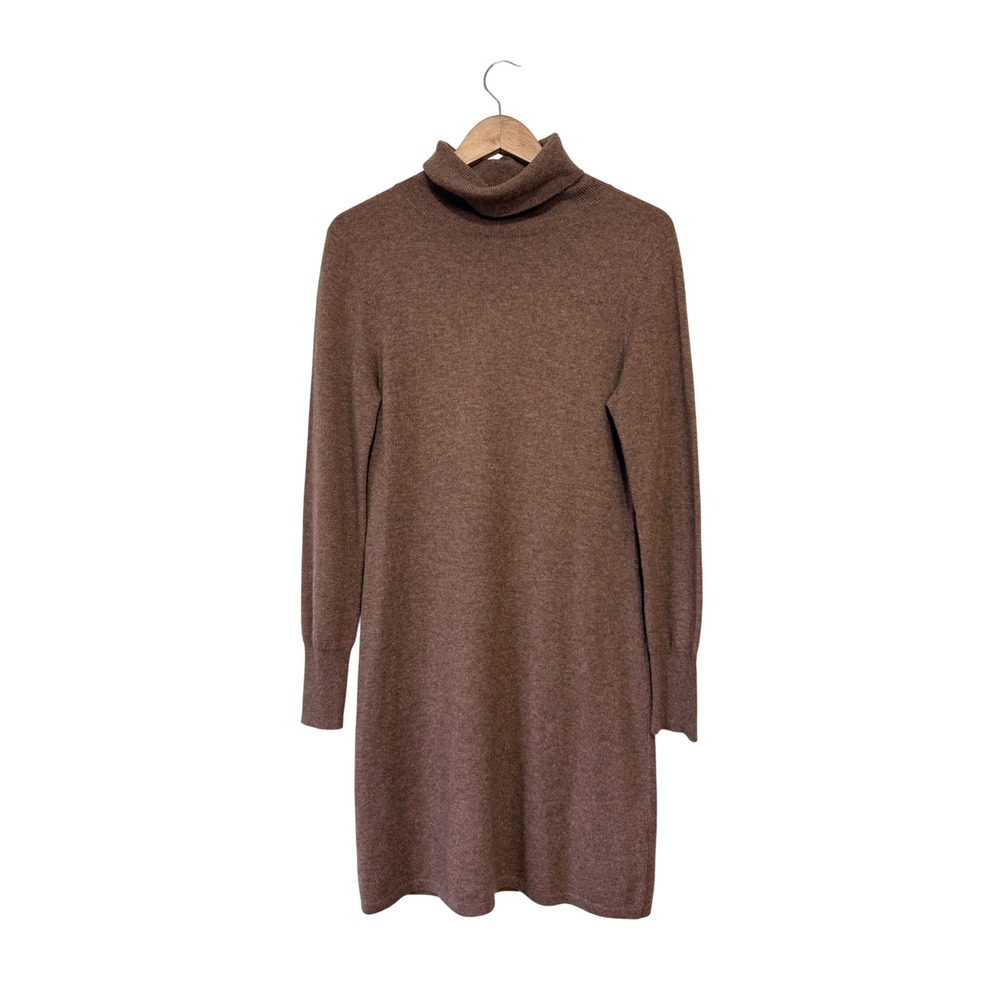 Lusso Cashmere Brown Turtleneck Sweater Dress 100%‎ Cashmere NFC5028SF Mens M